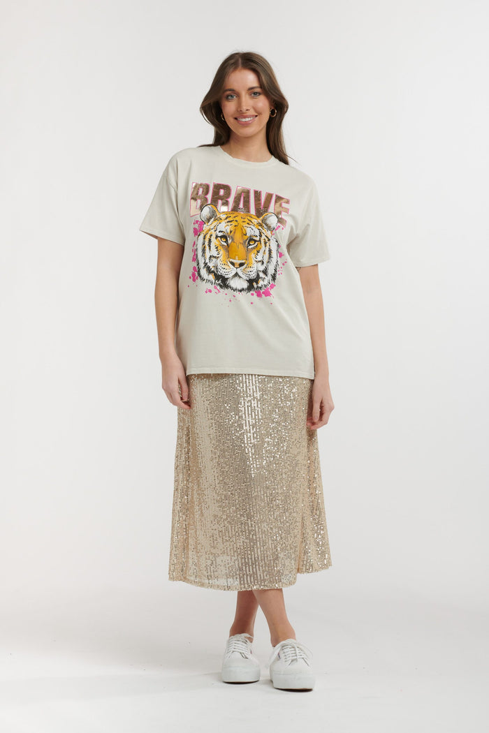 Tiger Tee Metallic Beige O/S