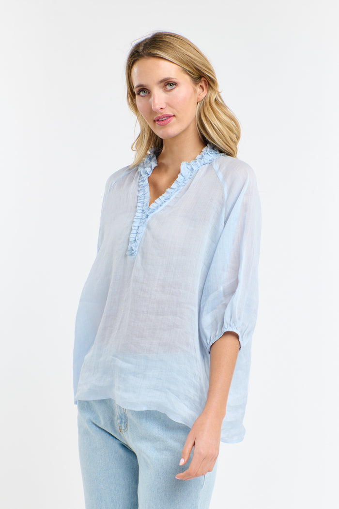 Cha Cha Frill Shirt Powder Blue