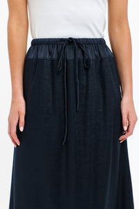 Maison Satin Top Skirt Navy