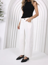 Toni Barrel Jeans White