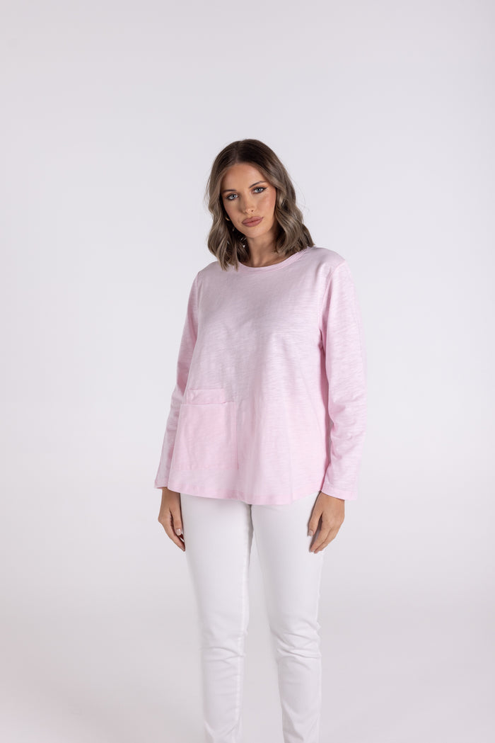 Crew T w Pocket Pink