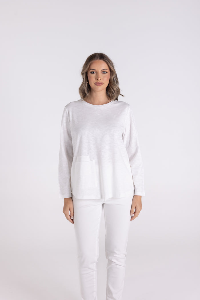 Crew T w Pocket White