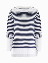Claudia Stripe Sweat Shirt Indigo