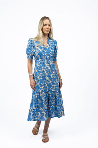 Fleur Midi Dress Blue Stone