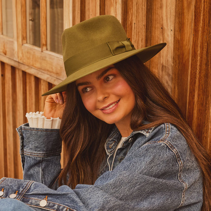 Hallie Felt Fedora Khaki