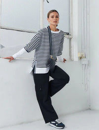 Claudia Stripe Sweat Shirt Indigo