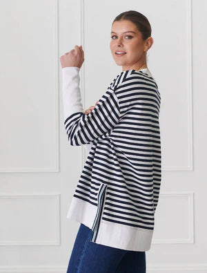 Claudia Stripe Sweat Shirt Indigo