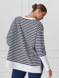 Claudia Stripe Sweat Shirt Indigo