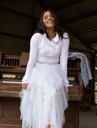 Jolie Long Sleeve Top White