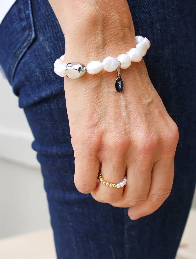 Lucienne White Pearl Bracelet Silver