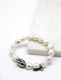 Lucienne White Pearl Bracelet Silver
