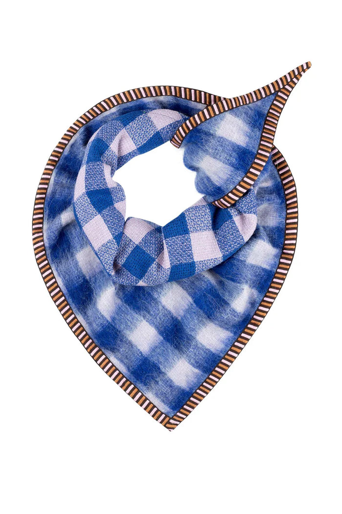 Lavender Checks Scarf  Blue