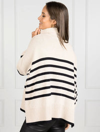 Samantha Stripe Knit Ecru Black O/S
