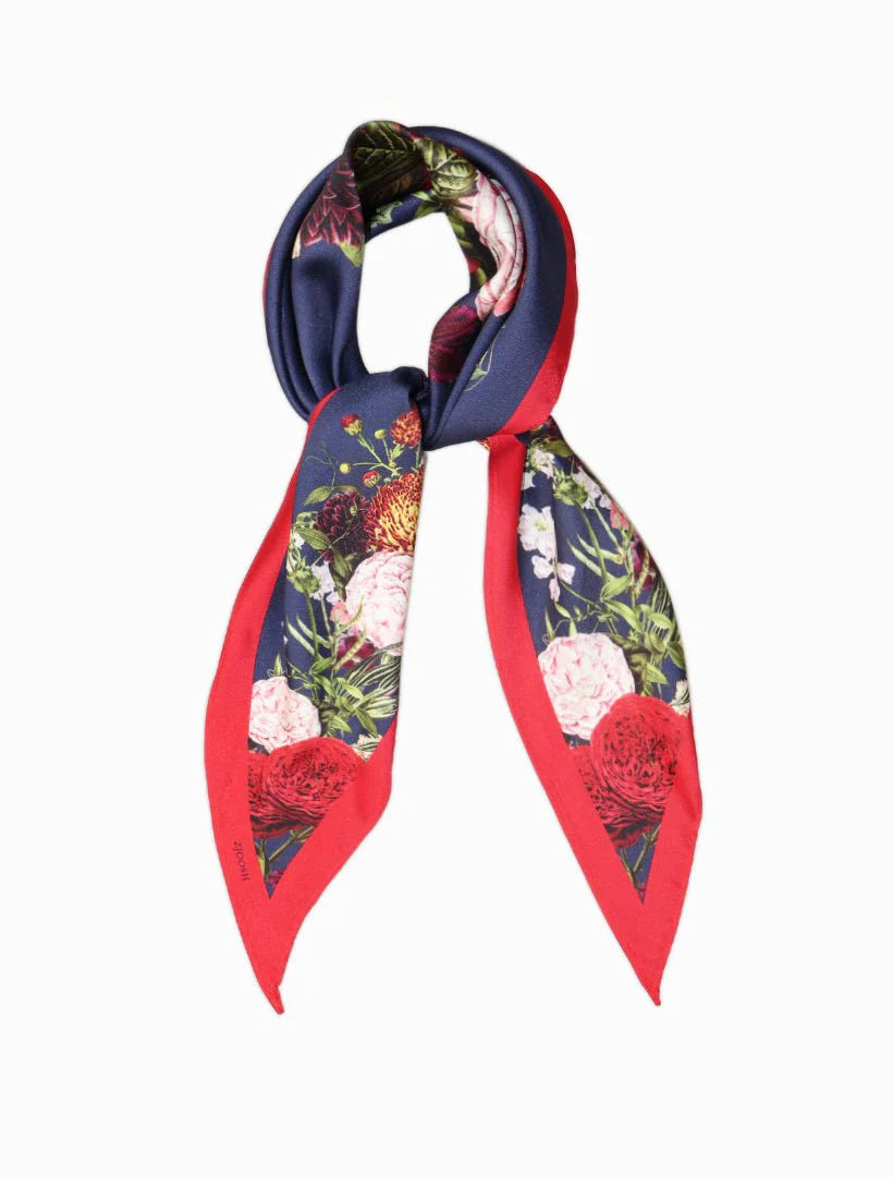 Trapezoid Scarf Floral Navy