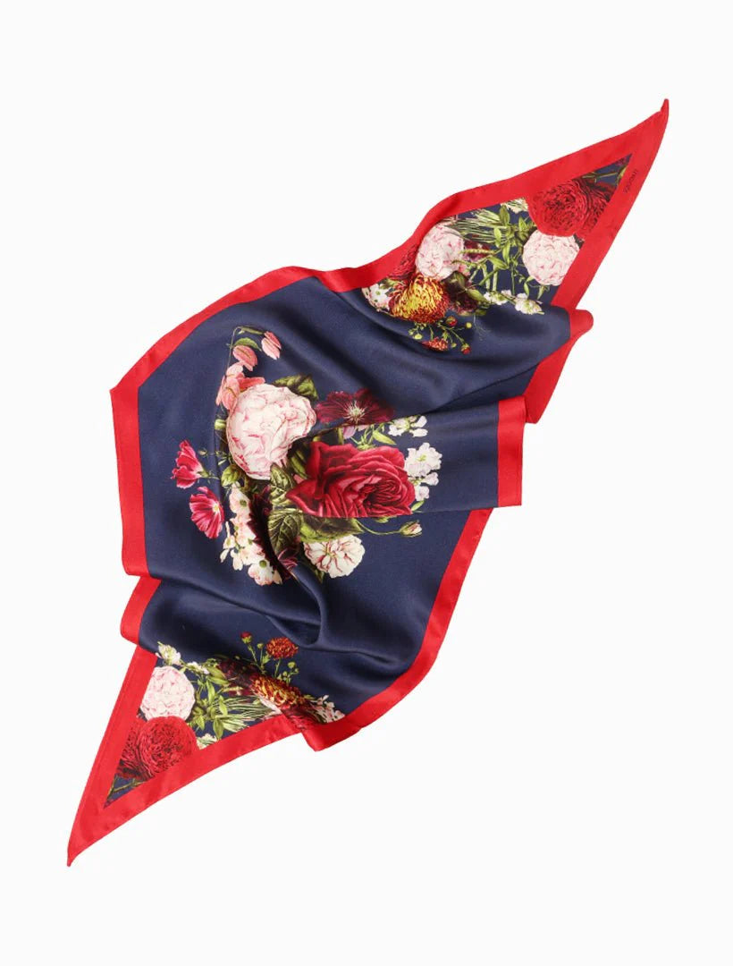 Trapezoid Scarf Floral Navy