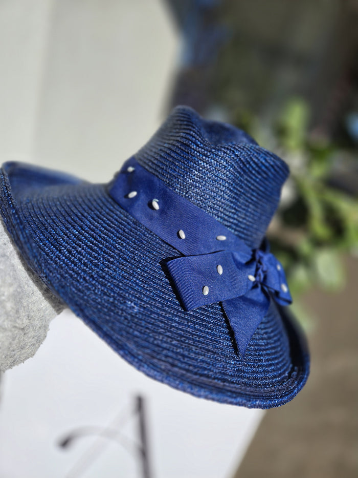 Navy Milanese Hat w Pearls