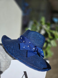 Navy Milanese Hat w Pearls