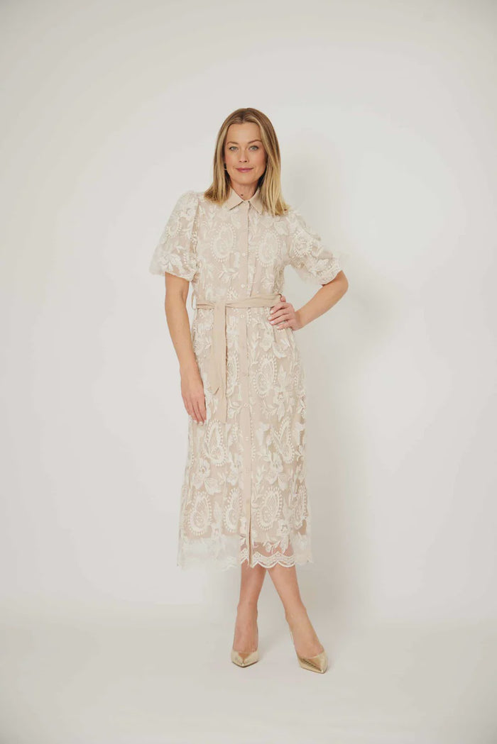 Embroided Lace Shirt Dress