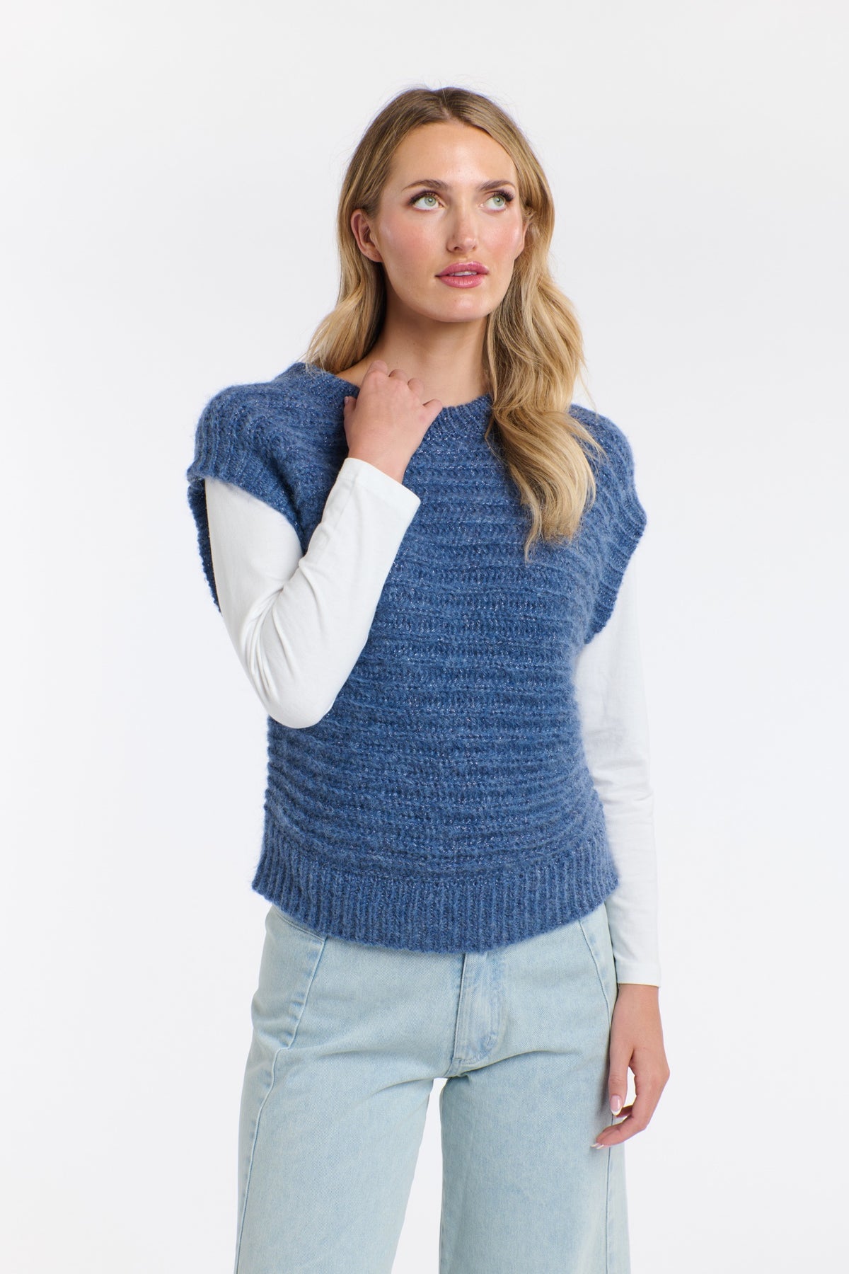 Ellis Lurex Vest Denim