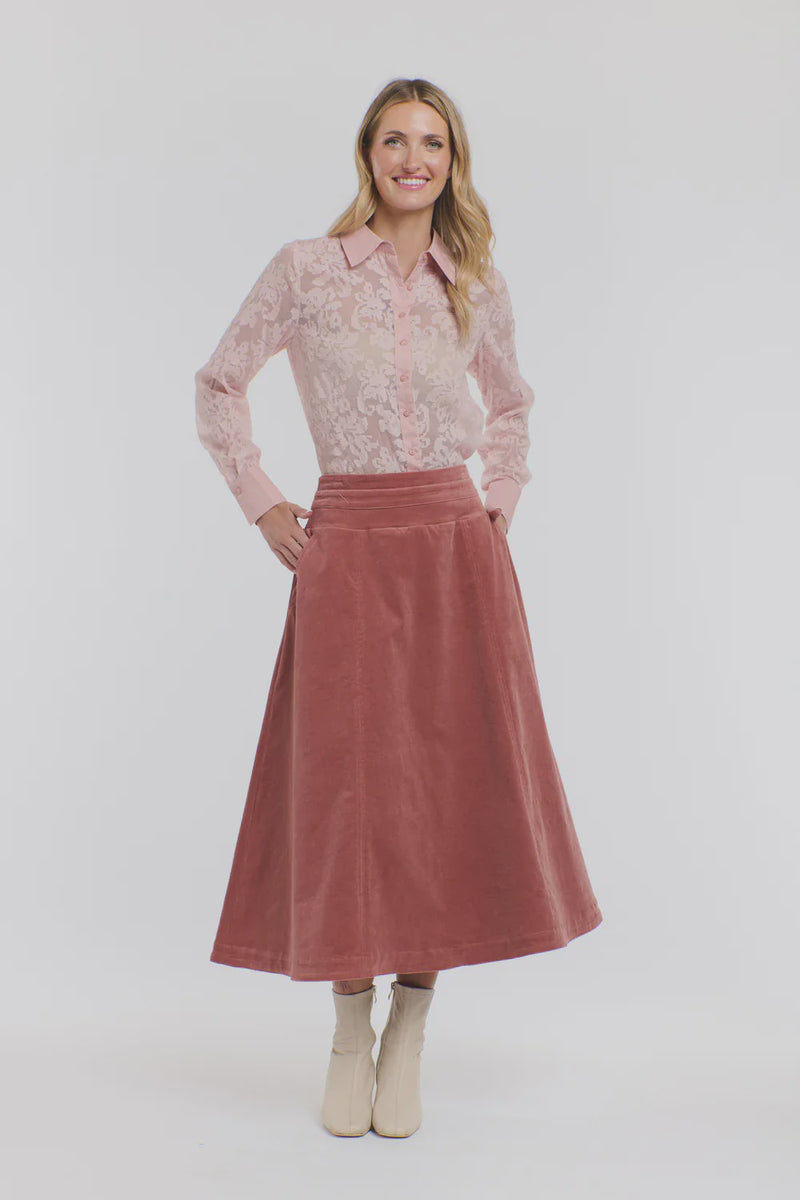 Dakota Cord Skirt Tea Rose