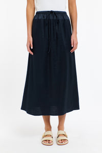 Maison Satin Top Skirt Navy