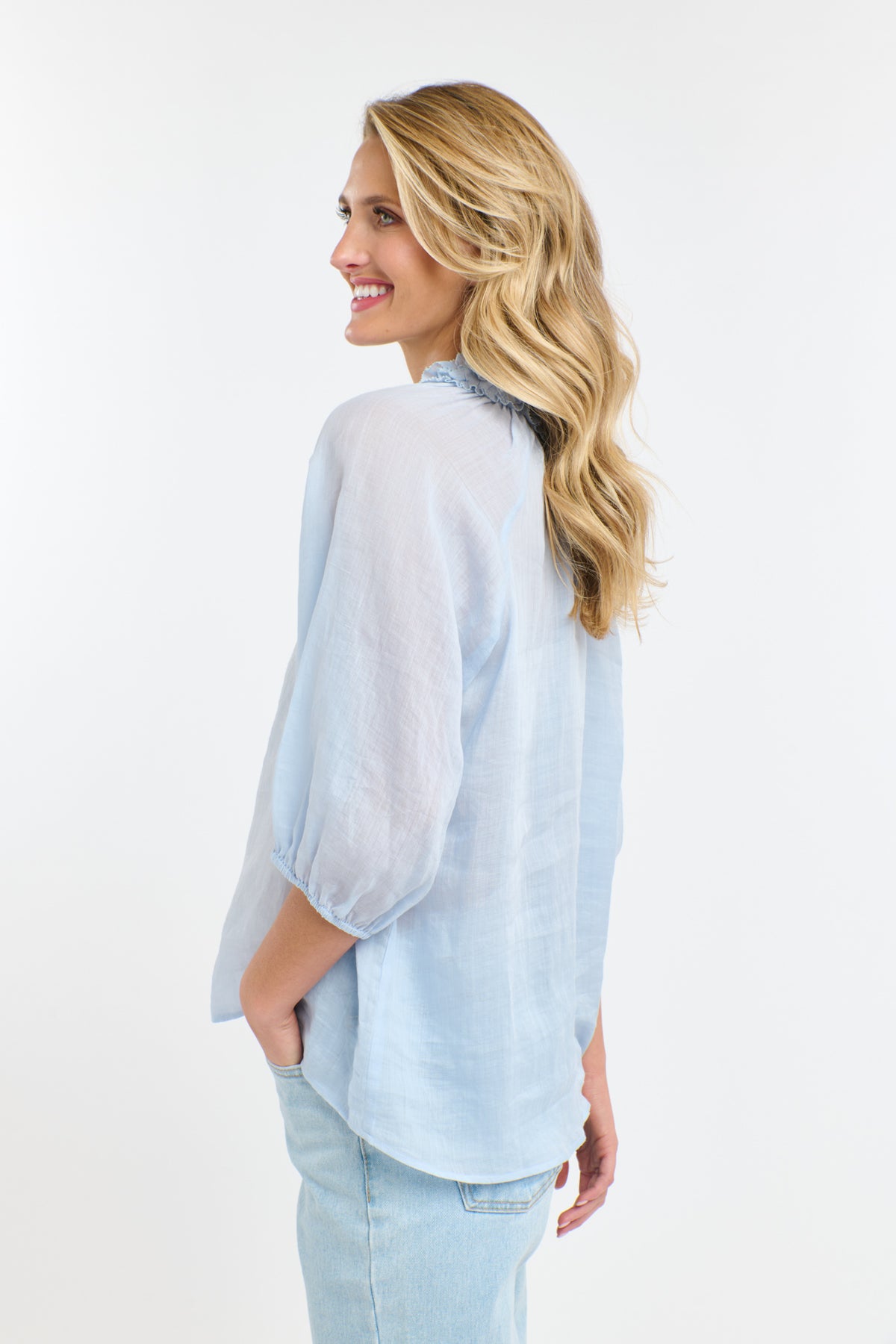 Cha Cha Frill Shirt Powder Blue