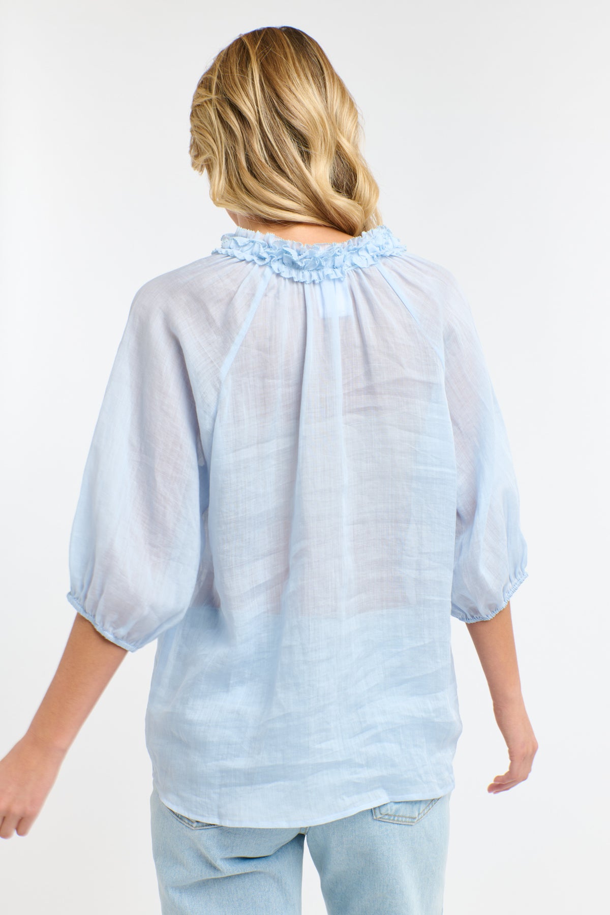 Cha Cha Frill Shirt Powder Blue