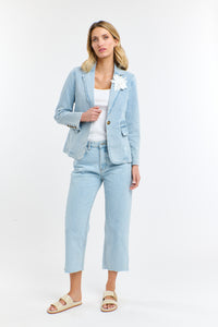 Denim Blazer Flower Brooch