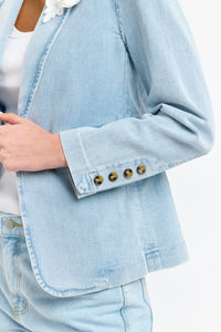 Denim Blazer Flower Brooch