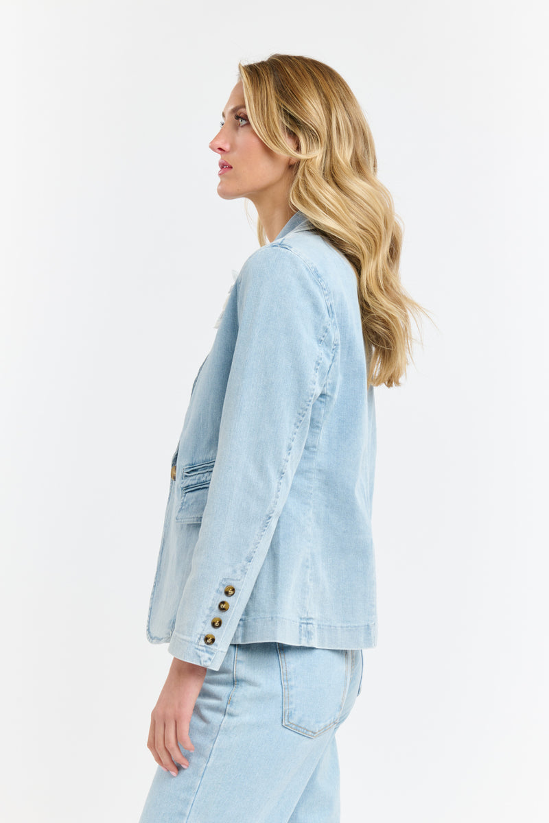 Denim Blazer Flower Brooch