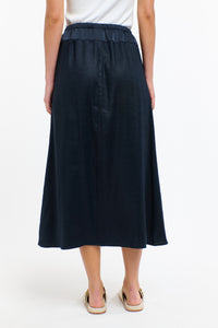 Maison Satin Top Skirt Navy