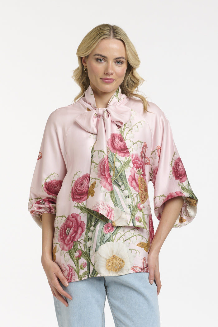 Viscose Bow Blouse Pastel Pink