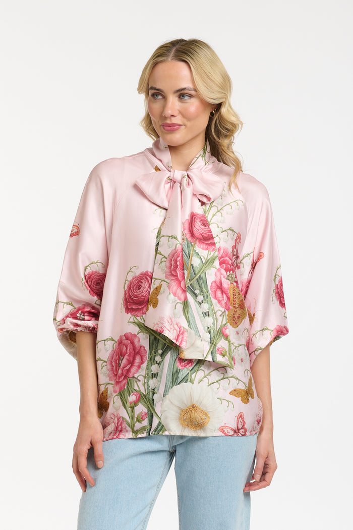 Viscose Bow Blouse Pastel Pink