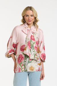Viscose Bow Blouse Pastel Pink