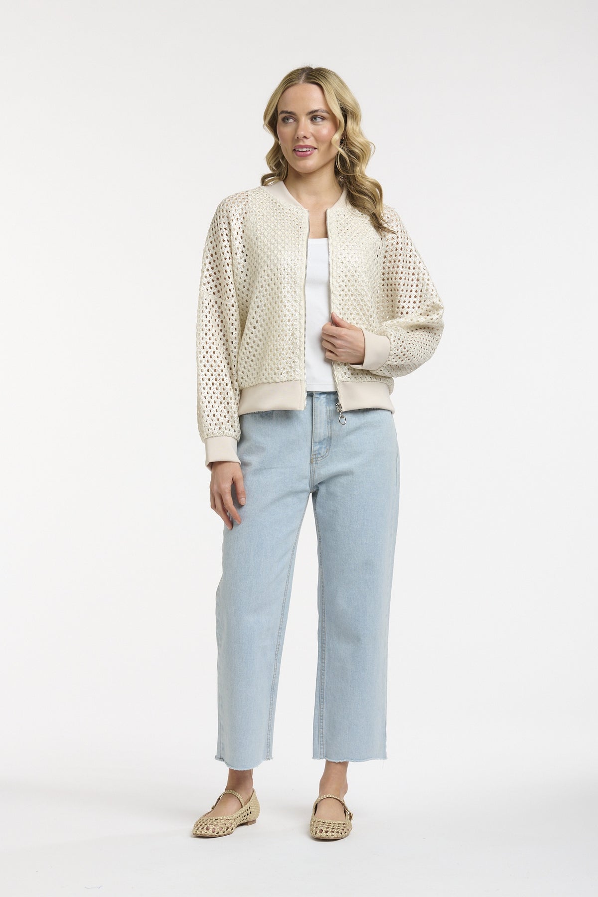 Foiled Knit Bomber Silver