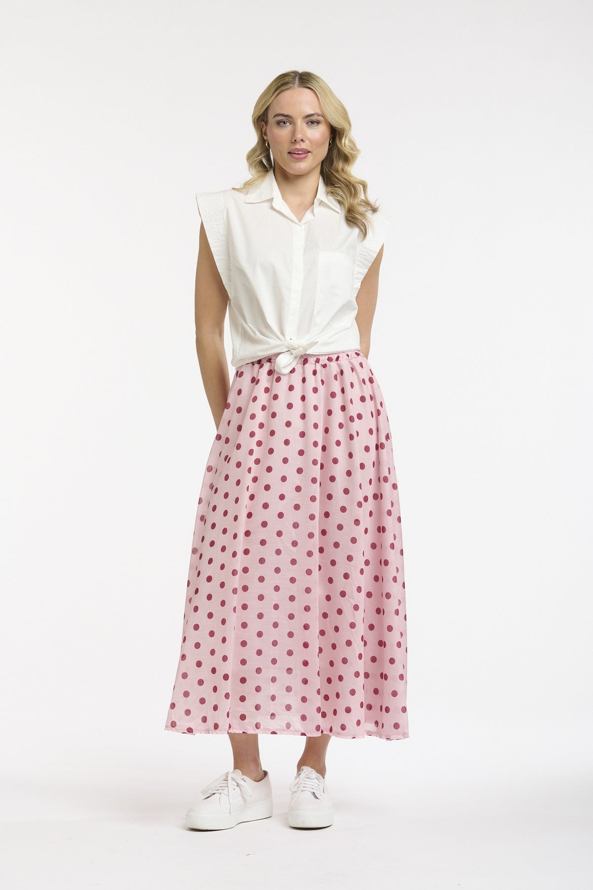 Polka Dot Skirt Pink Berry