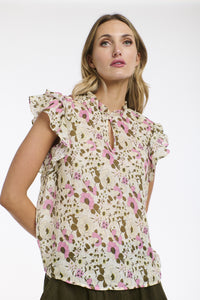 Greta Flutter Top Ecru Floral