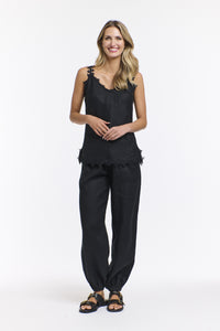 Leni Cuff Linen Pants Black
