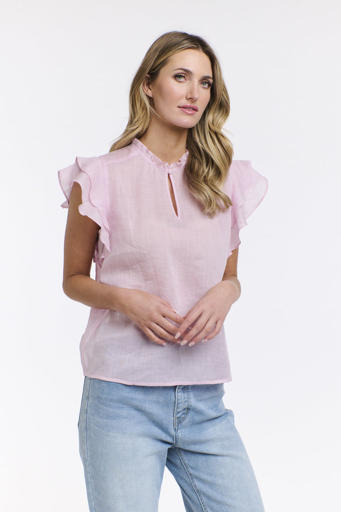 Alannah Flutter Top Pink Pearl