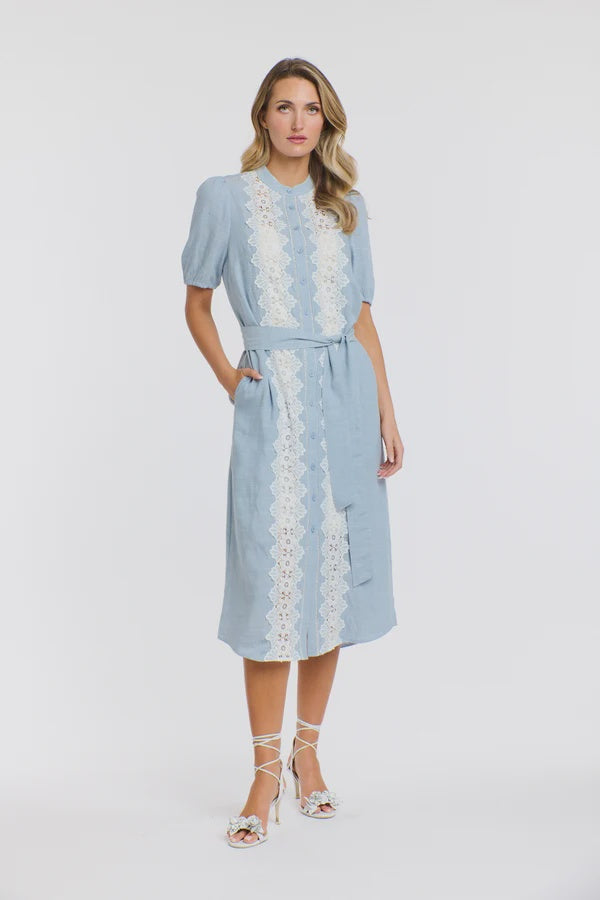Scout Lace Shirtdress Sky Blue
