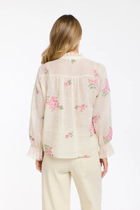 Tess Floral Top Ecru Pink