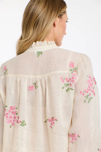 Tess Floral Top Ecru Pink