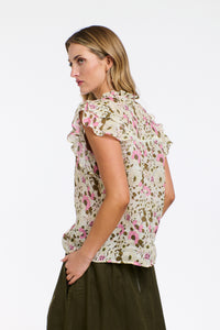 Greta Flutter Top Ecru Floral