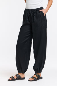 Leni Cuff Linen Pants Black