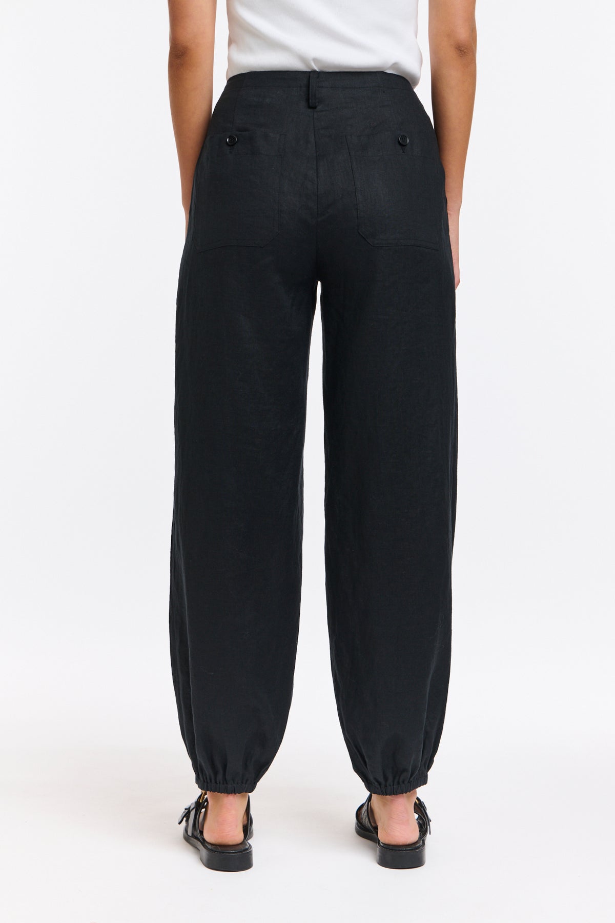Leni Cuff Linen Pants Black