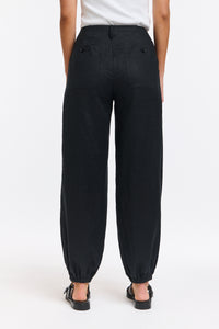 Leni Cuff Linen Pants Black