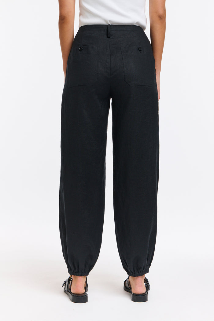 Leni Cuff Linen Pants Black