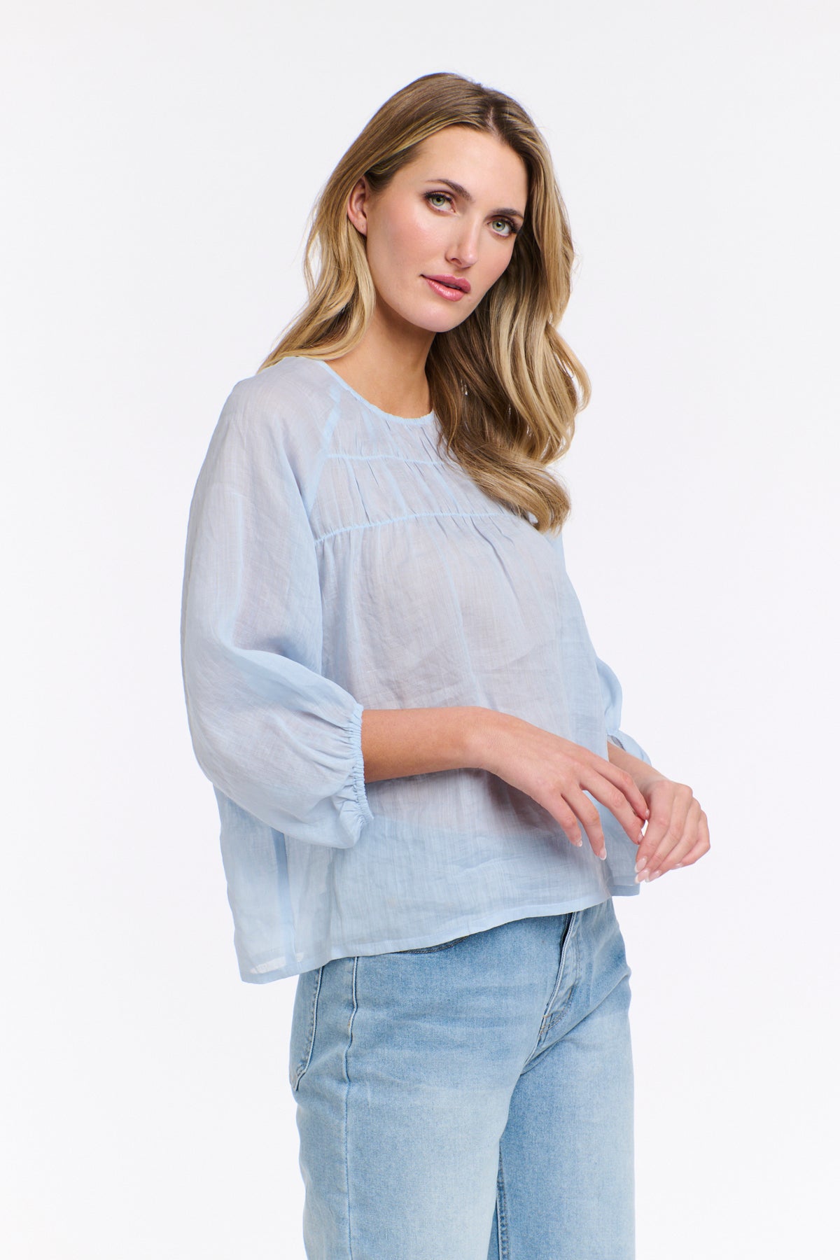 Eden Smock Top Ice Blue