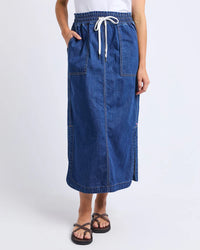 Clover Midi Denim Skirt Blue