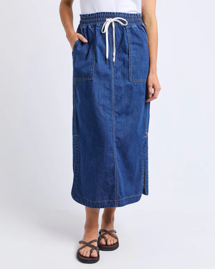Clover Midi Denim Skirt Blue